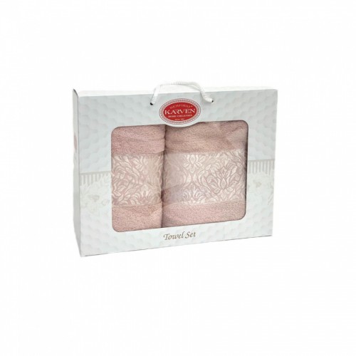 Набор полотенец Карвен "INDIA DAMAKS" махра 50*90/70*140 HS 1693 v7 св/пудровый