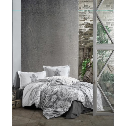 Постельное белье "Карвен" ранфорс семейный Azka Antrasit v-1