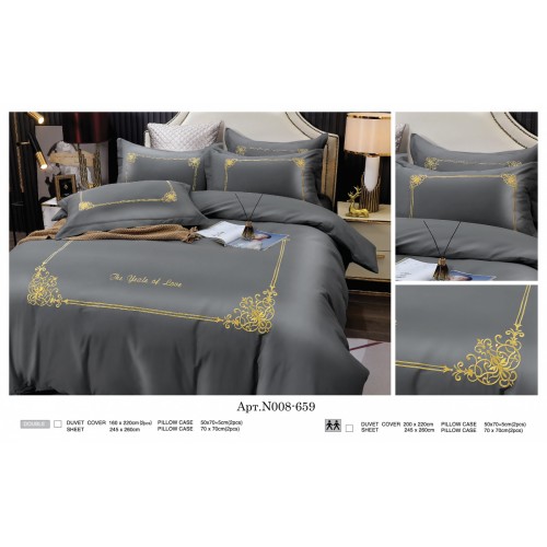 Постельное белье "Карвен" сатин с вышивкой семейный (659) (7пр.) (Акция)