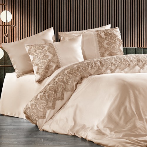 Постельное белье Zebra casa сатин с кружевом евро N169 CAMELIA capp