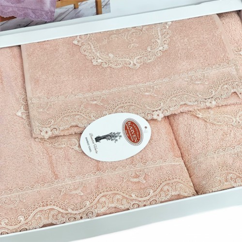 Набор полотенец Карвен "REINA" бамбук 30*50/50*90/70*140 HS1705 v5 pudra/пудровый