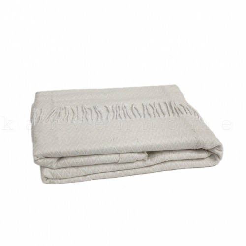 Плед KARVEN с бахромой 180*240 хлопок евро Р 939 v-2 бежевый (Акция)