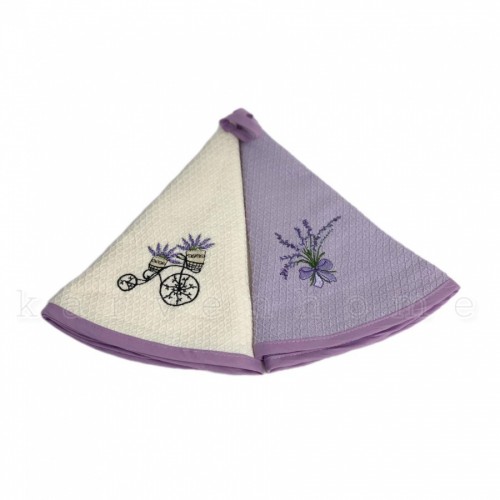 Набор полотенец кухонный Nilteks "ЛАВАНДА-ВЕЛОСИПЕД"вафля круглые 60*60 2 шт.НМ 775 v1крем/сирен