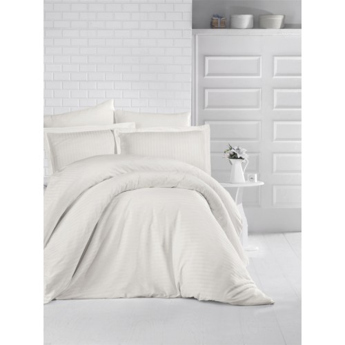 Постельное белье "Карвен" сатин семейное Cizgili Ekru