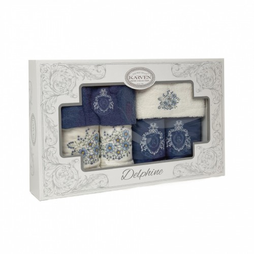 Набор полотенец в коробке Карвен "ARMA" махра 30*50(2)/ 50*90(2)/70*140(2) HS1718 индиго