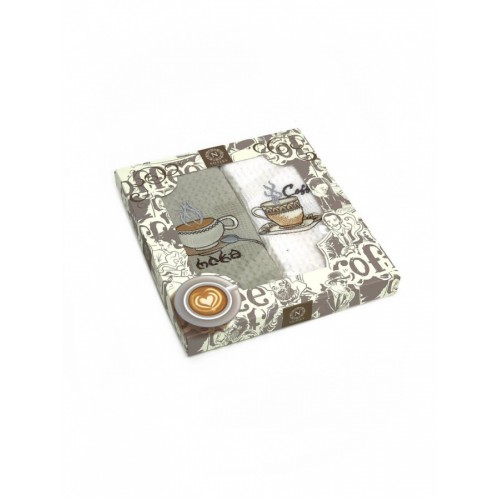 Набор полотенец кухонный "МОККО" вафля 40*60-2шт. НМ515-V6 беж/белый