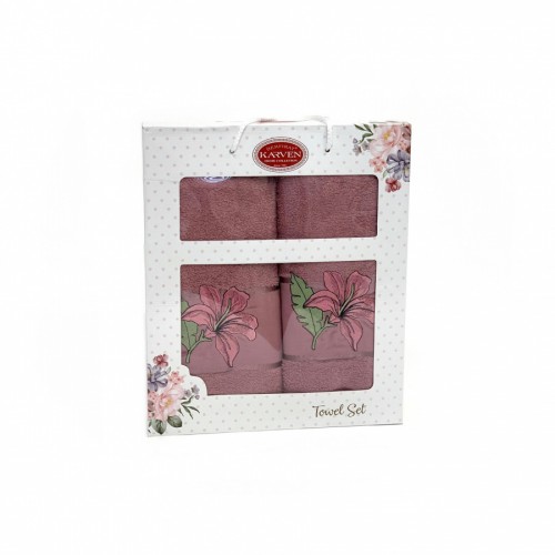 Набор полотенец Карвен "ZAMBAK" махра 50*90/70*140 HS 1626 v4 сухая роза