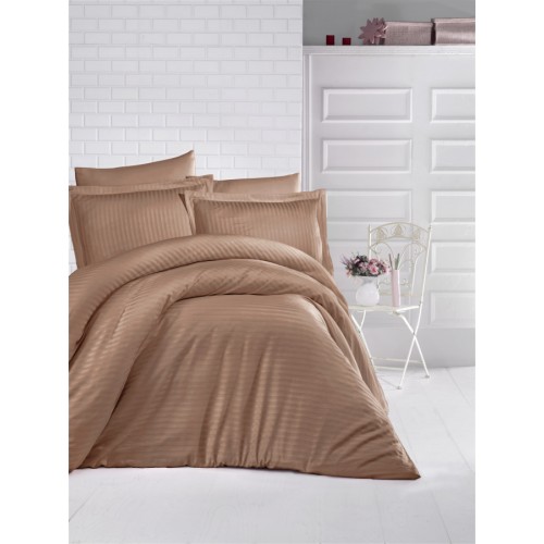Постельное белье "Карвен" сатин 1,5 спальн. Cizgili Light Brown