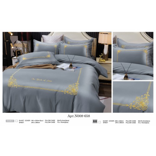 Постельное белье "Карвен" (сатин с вышивкой) евро (658)(6пр.) (Акция)
