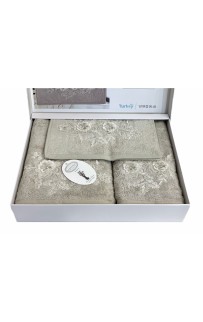 Набор полотенец Карвен "FLOWERS"гипюр с кружевом,бамбук 30*50/50*90/70*140 HS1717 v1 bej/бежевый
