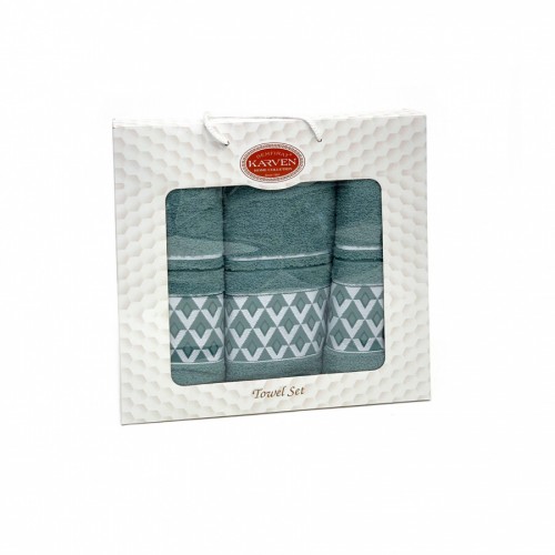 Набор полотенец Карвен "PIRAMIT" махра 50*90(2)/70*140 HS 1667 v9 изумруд