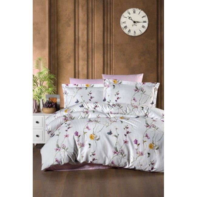 Постельное белье Карвен Stripe Satin с цветным принтом евро N250 -SB006(6пр.) (Акция)