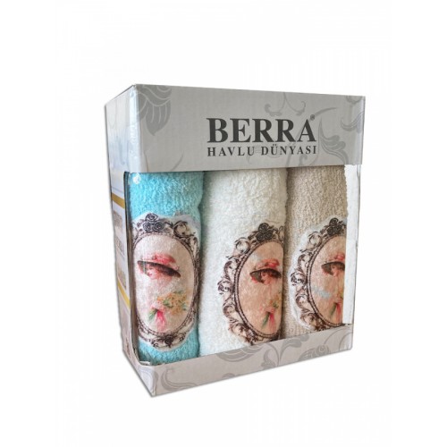 Набор полотенец кухонный "ВЕСНА-ЖЕНЩИНА" 3D махра 30*50 3шт. НМ 523(V-2)-8 голубой/бежевый