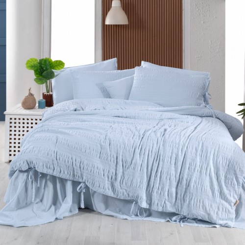 Постельное белье Sarev Mood Comfort жатый хлопок евро N354 LEON v3/Mavi