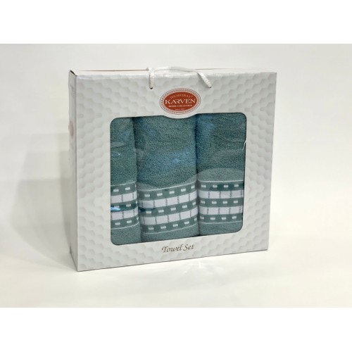 Набор полотенец Карвен "YOL SERITLI" махра 50*90(2)/70*140 HS1651 v9 изумруд