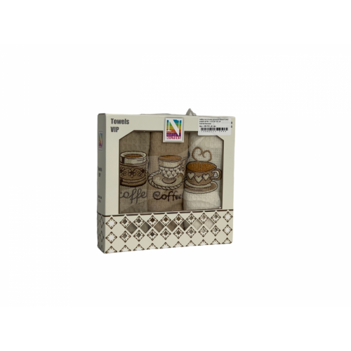 Набор полотенец кухонный Nilteks"КОФЕ" вафля 40*60 3 шт.НМ 761 v9 беж/св.беж/крем