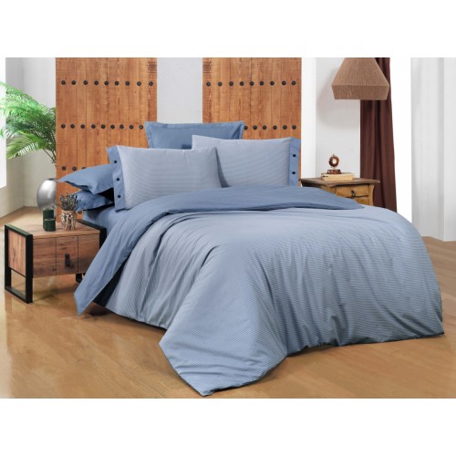 Постельное белье "Sarev"сатин семейный NEW FANCY STRIPE v4/Mavi