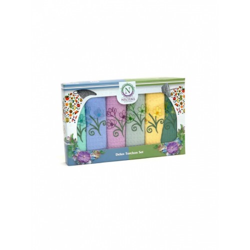 Набор полотенец кухонный "NIL" РОМАШКА вафля 45х70-6шт. НМ708V13 цветные