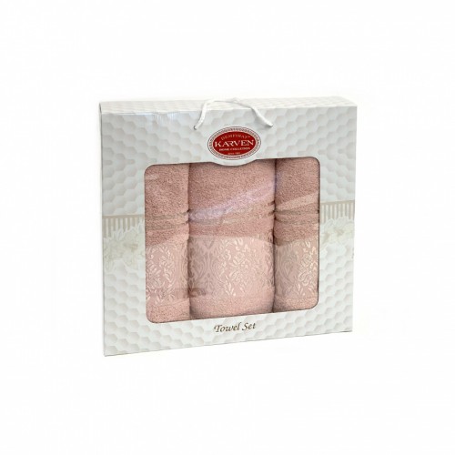 Набор полотенец Карвен "PINK DAMAKS" махра 50*90(2)/70*140 HS 1698 v2 пудровый