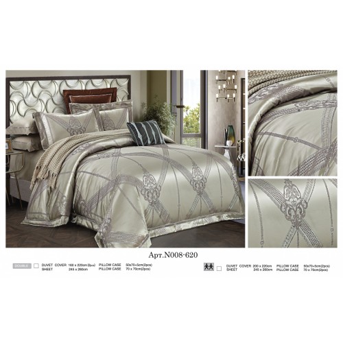 Постельное белье "Карвен" жаккард с оборкой семейный (620) (7пр.) (Акция)