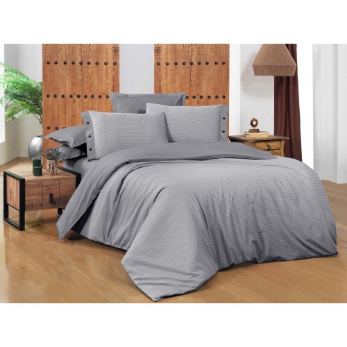 Постельное белье "Sarev"сатин евро N312 NEW FANCY STRIPE v2/Gri