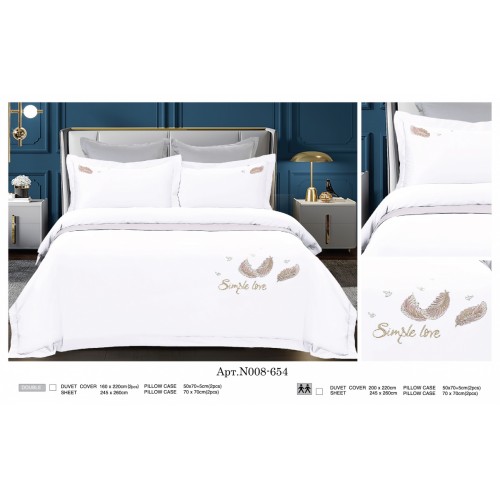 Постельное белье "Карвен" сатин с вышивкой семейный (654) (7пр.) (Акция)