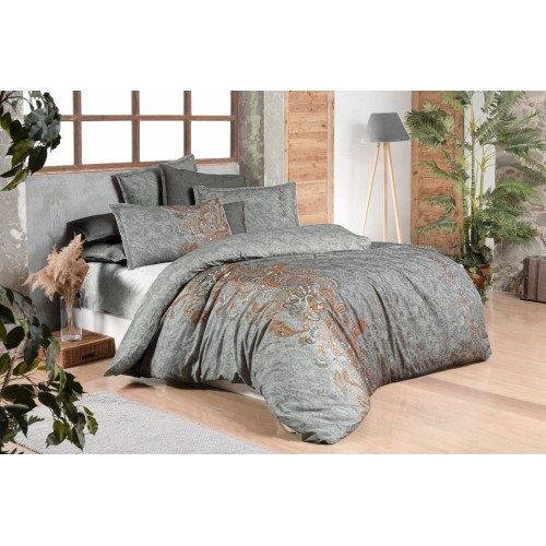 Постельное белье "Sarev"fancy poplin семейное N195 BURGONYA v2/Oranj