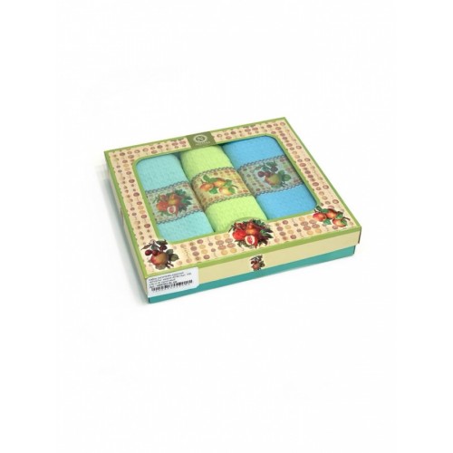 Набор полотенец кухонных "ФРУКТЫ" вафля 40*60-3шт. НМ 579 (V-8) салатовый