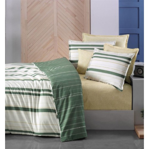 Постельное белье "Sarev Bazaar" ранфорс в сумке евро N307 DOZY v4 Yesil (Акция)