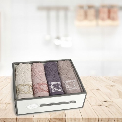 Набор полотенец кухонный Карвен"ELISSA"махра,penye 30*50 4шт в коробке HM 731