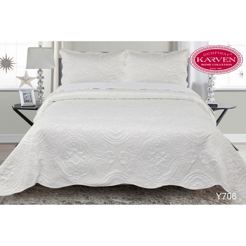 Покрывало "Карвен" стеганое шелк евро (230*250/50*70 (2)) Y 706 (Акция)