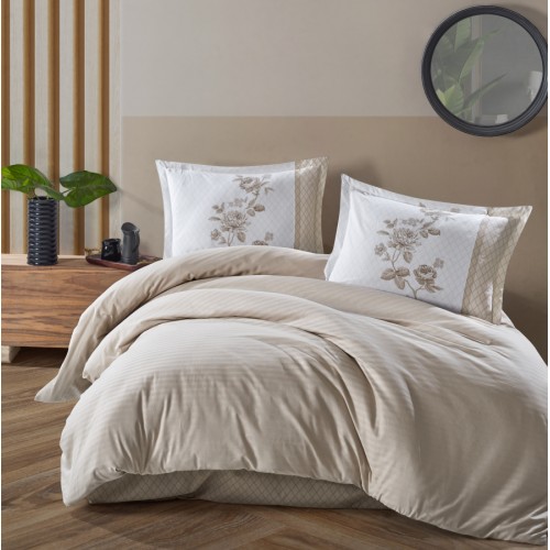 Постельное белье "Карвен" DELUхE ранфорс евро Suave Beige v-4 (4пр) (Акция)