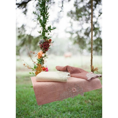 Набор полотенец кухонный Карвен "APLIKLI TASLI"аппликация 3D с камнями 30*50 6шт. махра в коробке НМ 516 (v-2)