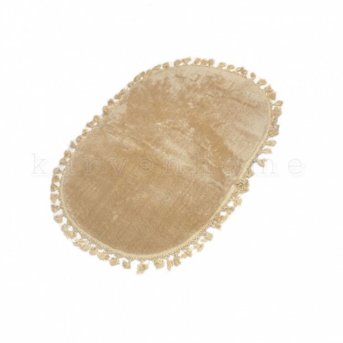 Ковер Карвен POST DOKUMA OVAL SACAKLI/мех с бахрамой 80*120 KV 028 cappucino/капучино