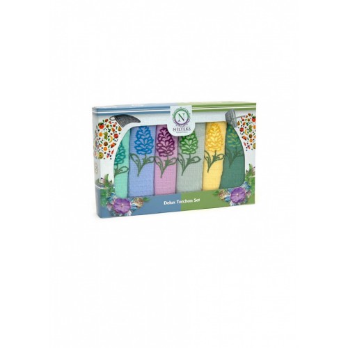 Набор полотенец кухонный "NIL" ГИАЦИНТ вафля 45х70-6шт. НМ708V15 сиреневый/желтый