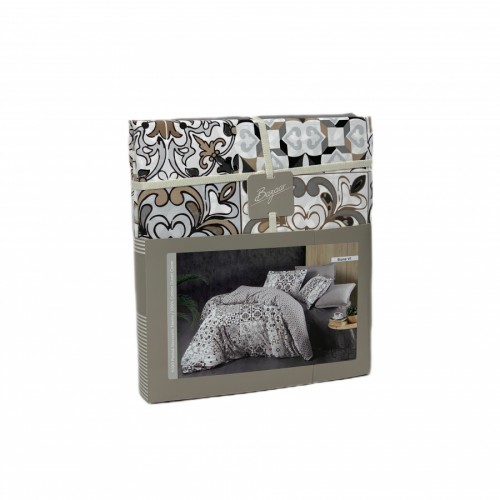 Постельное белье "Sarev Bazaar" ранфорс в пвх евро STONE v1 Gri (Акция)