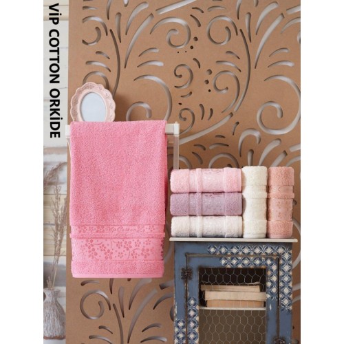 Полотенце Карвен Vip Cotton "ORKIDE" 50*90 6шт.махра H 3282