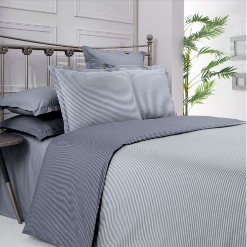 Постельное белье "Sarev"сатин евро N180 FANCY STRIPE v2/gri