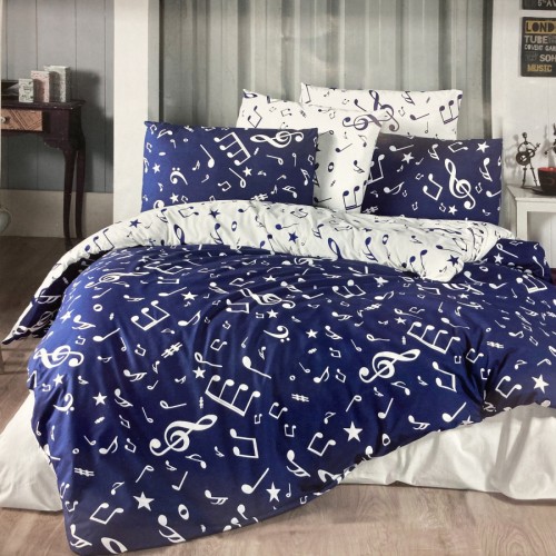 Постельное белье "Карвен" ранфорс евро (Major Navy Blue)