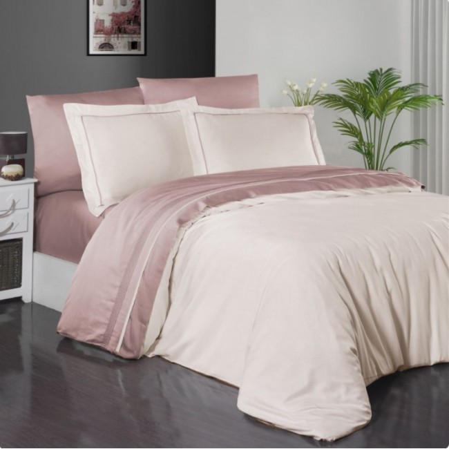 Постельное белье КАРВЕН сатин Де Люкс N044 Serenity Ivory/powd