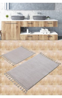 Набор ковриков для ванной Карвен POST DOKUMA SACAKLI/мех с бахрамой KV 414 vizon/св.бежевый