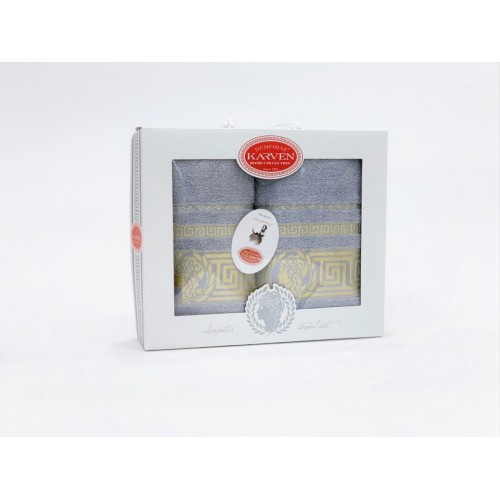 Набор полотенец "Cleopatra" махра 50*90 / 70*140 HS 1494 серый (Акция)