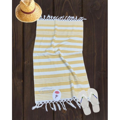 Полотенце Карвен 100*200 1шт.с бахрамой пештемаль махра Н 3278 v1 желтый