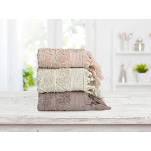 Набор полотенец кухонный Карвен "LILYUM SACAKLI"махра ,penye 30*50 3шт HM 697 (V-1)