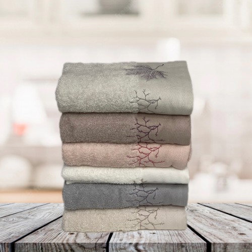 Полотенеце Карвен 70*140 1шт.махра с вышивкой H 7001 CINAR-1 (Акция)