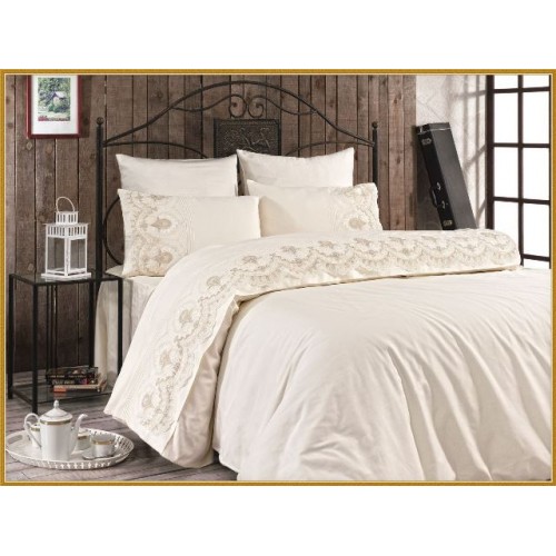 Постельное белье "DAMAKS" сатин с франц.кружевом евро N291