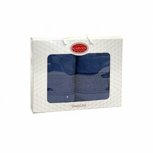 Набор полотенец Карвен "FLOSLU" махра 50*90/70*140 HS 1699 v6 синий (Акция)