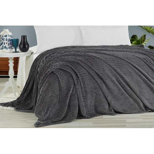 Плед KARVEN Super Soft "MELINDA" 200*220 п/э евро Р 942 антрацит (Акция).