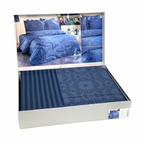 Постельное белье Карвен бамбук евро N065 Jardin индиго (Акция)