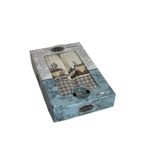 Набор полотенец кухонный Karven "КОФЕ" вафля 50*70 2 шт.НМ 750 v6 крем/кофейный